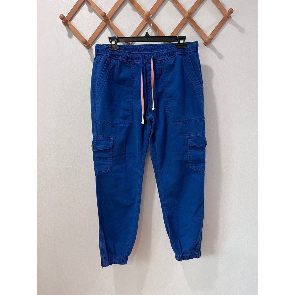 Sundry Blue Cargo Jogger Pants Rainbow Drawstring Size 2 Womens